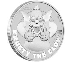 KRUSTY THE CLOWN - THE SIMPSONS SERIE - 1 OZ 2020 TUVALU - STRIEBORNÁ INVESTIČNÁ MINCA