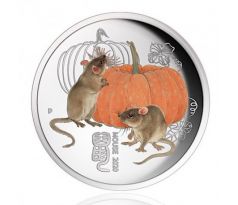 MOUSE - CHINESE LIMITED EDITION - 1/4 OZ 2020 PERTH MINT - STRIEBORNÁ ZBERATEĽSKÁ KOLOROVANÁ MINCA