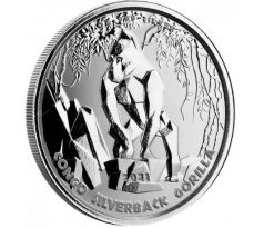 SILVERBACK GORILLA - 1 OZ 2021 KONGO - STRIEBORNÁ ZBERATEĽSKÁ MINCA