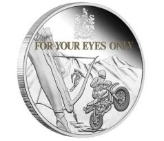 JAMES BOND - FOR YOUR EYES ONLY - 40th ANNIVERSARY - 1 OZ 2021 PERTH MINT - STRIEBORNÁ ZBERATEĽSKÁ KOLOROVANÁ PROOF MINCA VO VITRÍNKE