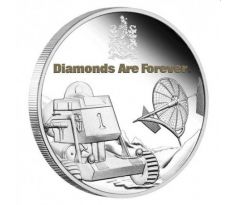 JAMES BOND - DIAMONDS ARE FOREVER - 50th ANNIVERSARY - 1 OZ 2021 TUVALU - STRIEBORNÁ ZBERATEĽSKÁ KOLOROVANÁ PROOF MINCA VO VITRÍNKE