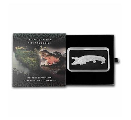 NILE CROCODILE - ANIMALS OF AFRICA - 1 OZ 2021 PAMP - SOLOMON ISLANDS - STRIEBORNÁ ZBERATEĽSKÁ TVAROVANÁ MINCA