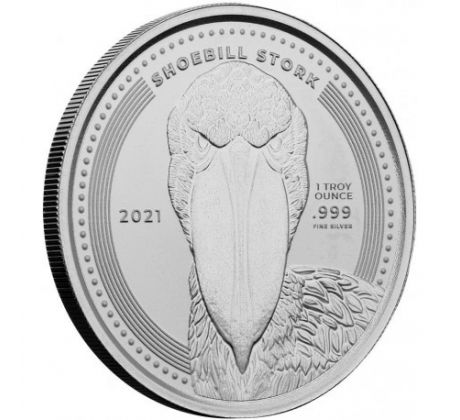 SHOEBILL STORK - 1 OZ 2021 KONGO - STRIEBORNÁ ZBERATEĽSKÁ MINCA