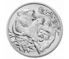 COUGAR VS BEAR - APEX PREDATORS - 1 OZ 2022 NIUE - STRIEBORNÁ ZBERATEĽSKÁ MINCA