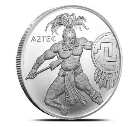 AZTEC - WARRIOR SERIES - 1 OZ AG .999 - GOLDEN STATE MINT - STRIEBORNÁ ZBERATEĽSKÁ MINCA