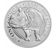 CASH RHINO - CASH INDIA WILDLIFE - 1 OZ 2022 ST. HELENA - STRIEBORNÁ ZBERATEĽSKÁ MINCA