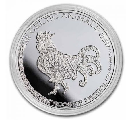 ROOSTER - CELTIS ANIMALS - 1 OZ 2022 CHAD - STRIEBORNÁ ZBERATEĽSKÁ MINCA