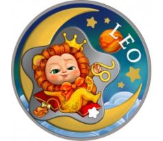 LEO - BABY ZODIAC SERIES- 1/2 OZ REPUBLIC OF GHANA - 2 CEDIS - STRIEBORNÁ ZBERATEĽSKÁ KOLOROVANÁ MINCA V POHĽADNICI