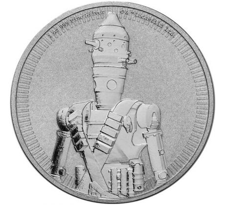 MANDALORIAN - IG-11 EYEGEE ELEVEN - STAR WARS SERIES - 1 OZ 2022 NIUE - STRIEBORNÁ ZBERATEĽSKÁ MINCA