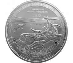 LIOPLEURODON - PREHISTORIC LIFE - 1 OZ 2022 KONGO - STRIEBORNÁ ZBERATEĽSKÁ MINCA
