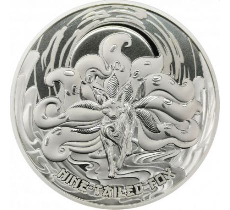 NINE TAILED FOX - ASIAN MYTHICAL CREATURE - 1 OZ 2023 SAMOA - STRIEBORNÁ ZBERATEĽSKÁ MINCA