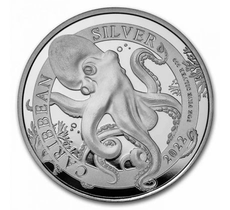 CARRIBEAN OCTOPUS - 1 OZ 2022 BARBADOS - STRIEBORNÁ ZBERATEĽSKÁ MINCA