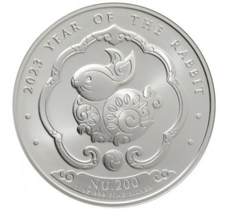 YEAR OF THE RABBIT - 1 OZ 2023 KINGDOM OF BHUTAN - STRIEBORNÁ ZBERATEĽSKÁ MINCA