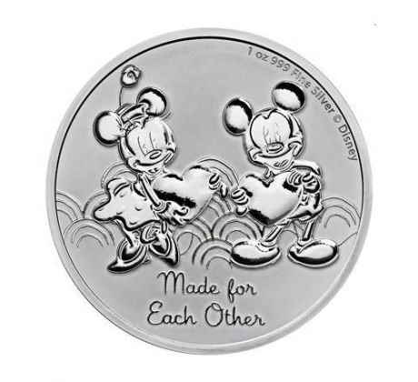 MICKEY AND MINNIE - MADE FOR EACH OTHER - 1 OZ 2023 NIUE - STRIEBORNÁ ZBERATEĽSKÁ MINCA