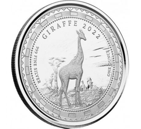 GIRAFFE - 1 OZ 2022 - EQUATORIAL GUINEA - STRIEBORNÁ ZBERATEĽSKÁ MINCA