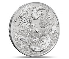 DRAGON AND KOI - CHINESE MYTHS AND LEGENDS - 1 OZ 2023 PERTH MINT - STRIEBORNÁ ZBERATEĽSKÁ MINCA