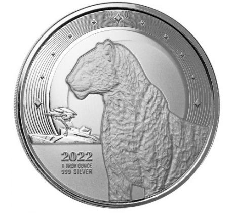 LEOPARD - 1 OZ 2022 - 5 CEDIS GHANA - STRIEBORNÁ ZBERATEĽSKÁ MINCA