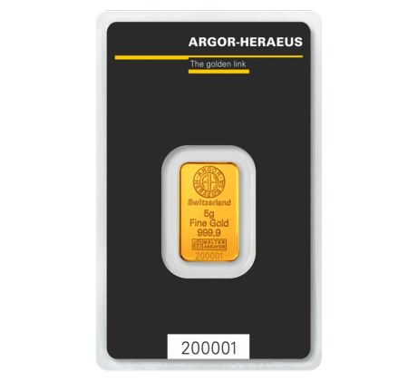 5 GRAM - ARGOR-HERAEUS - ZLATÁ INVESTIČNÁ TEHLIČKA - nový tovar