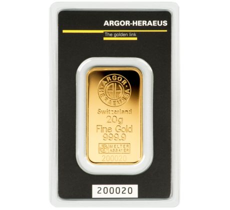 20 GRAM - ARGOR-HERAEUS - ZLATÁ INVESTIČNÁ TEHLIČKA - nový tovar