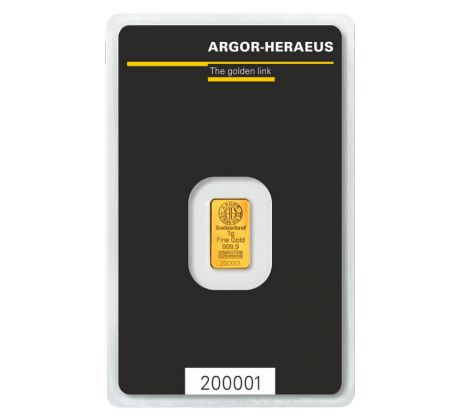 1 GRAM - ARGOR-HERAEUS - ZLATÁ INVESTIČNÁ TEHLIČKA