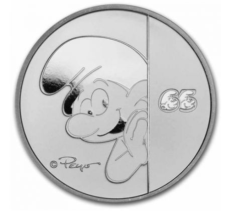 SMURFS - 65th ANNIVERSARY - 1 OZ 2023 NIUE - STRIEBORNÁ ZBERATEĽSKÁ MINCA