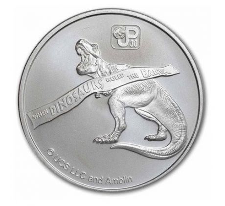 JURASSIC PARK - 30th ANNIVERSARY - 1 OZ 2023 FIJI .999 AG - STRIEBORNÁ ZBERATEĽSKÁ MINCA